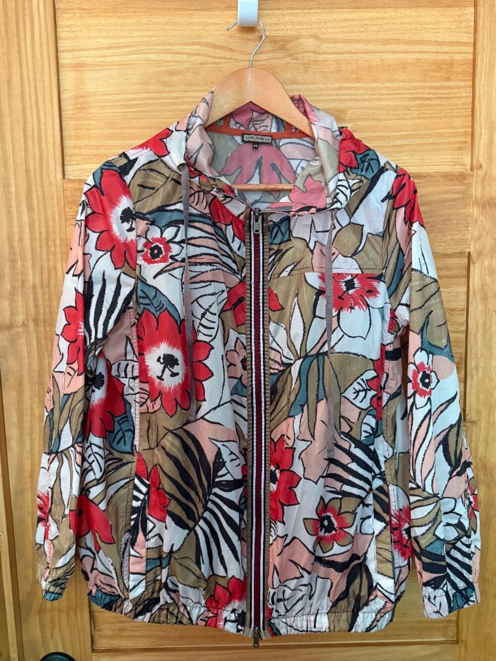 Maliparmi Italy Colorful Floral Lightweight Full Zip Rain Jacket Women's size M